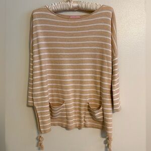 Lilly Pulitzer Tan and White Striped Sweater